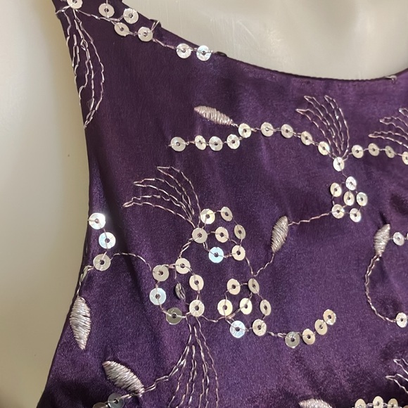 Morgan and Co by Linda Bernell formal sequined sleeveless gown with criss cross - Picture 4 of 14